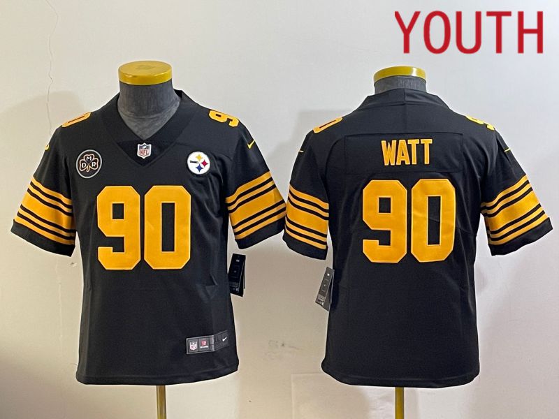 Youth Pittsburgh Steelers 90 Watt Black 2024 Nike Limited NFL Jersey style 2
